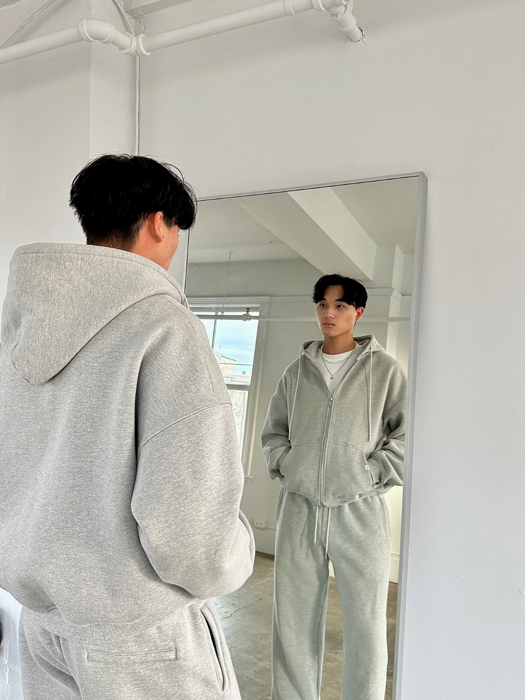 URBAN LUXE ZIP - UP HOODIE - HEATHER GREY