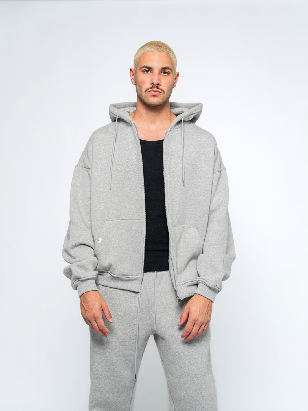 URBAN LUXE ZIP - UP HOODIE - HEATHER GREY