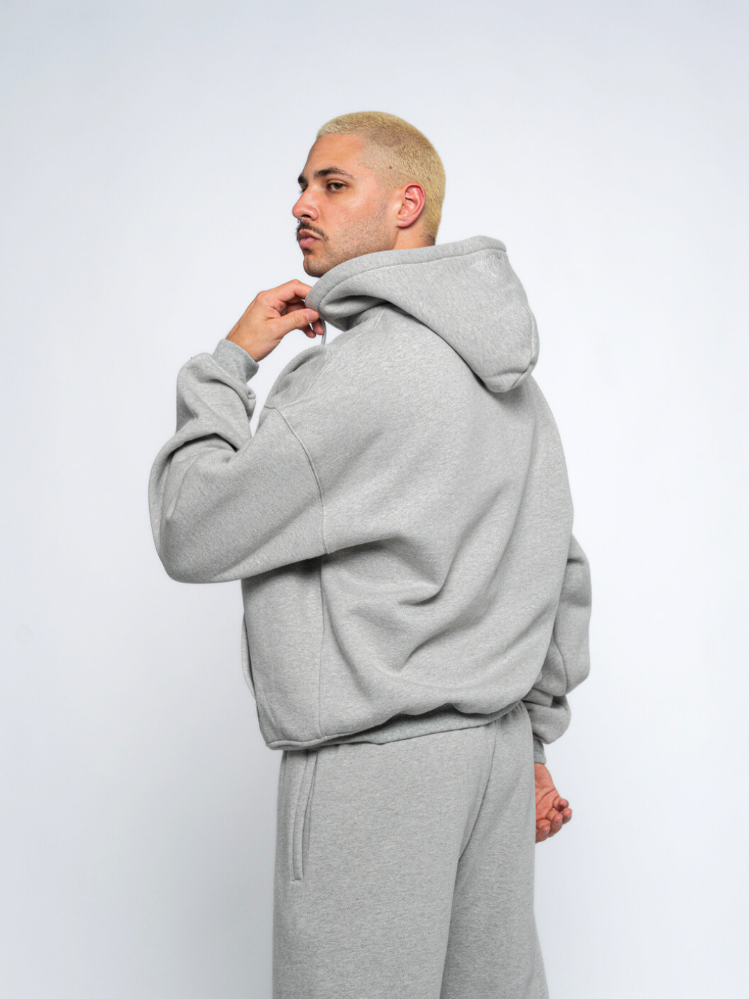 URBAN LUXE ZIP - UP HOODIE - HEATHER GREY