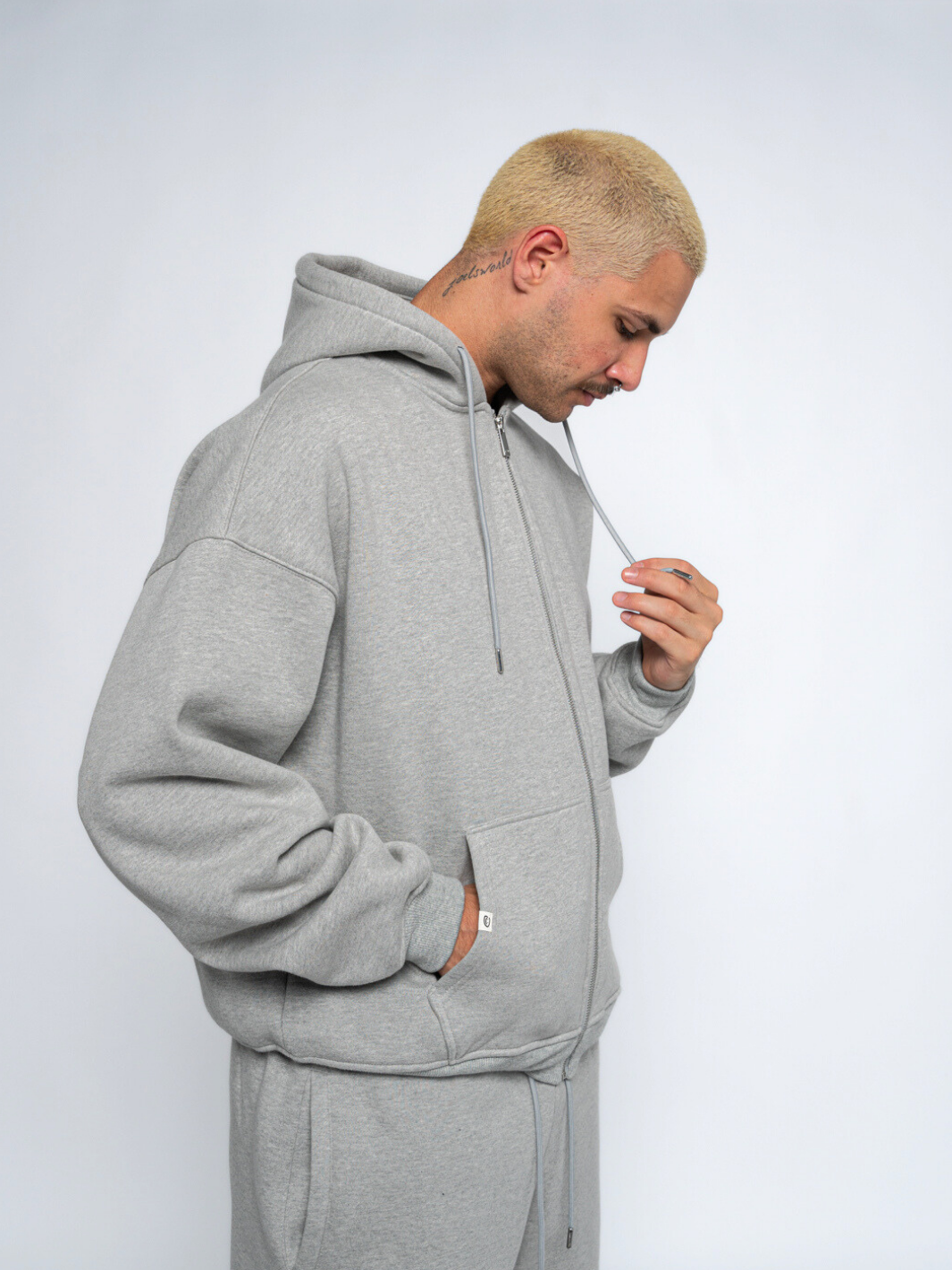 URBAN LUXE ZIP - UP HOODIE - HEATHER GREY