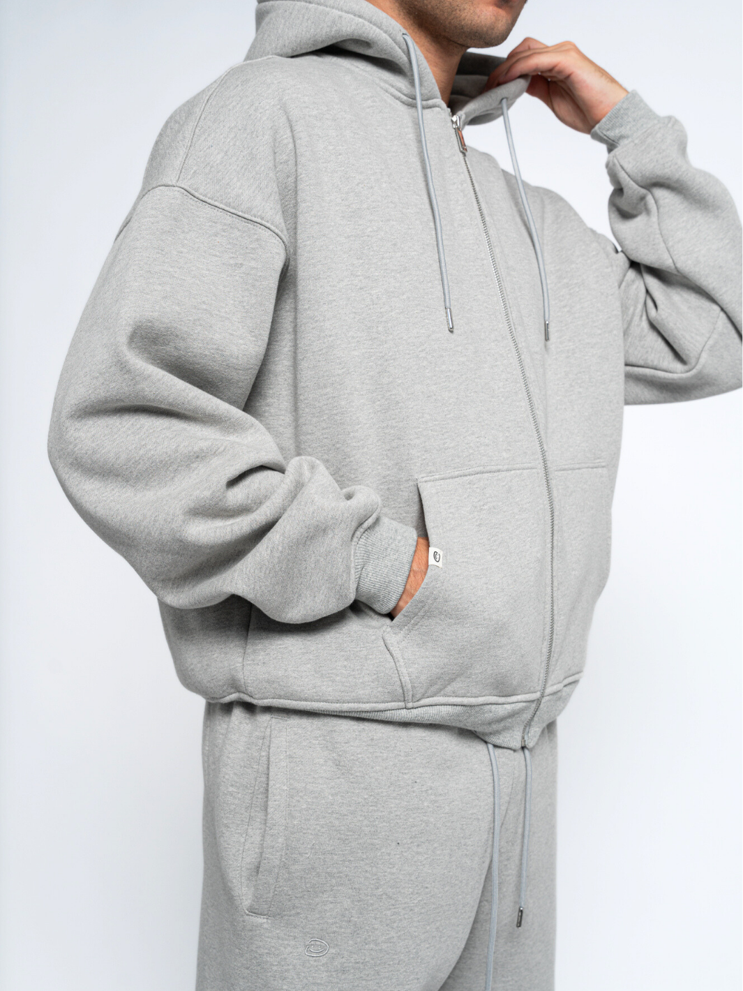URBAN LUXE ZIP - UP HOODIE - HEATHER GREY