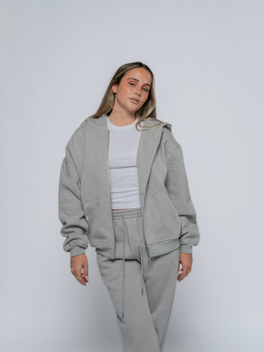 URBAN LUXE ZIP - UP HOODIE - HEATHER GREY