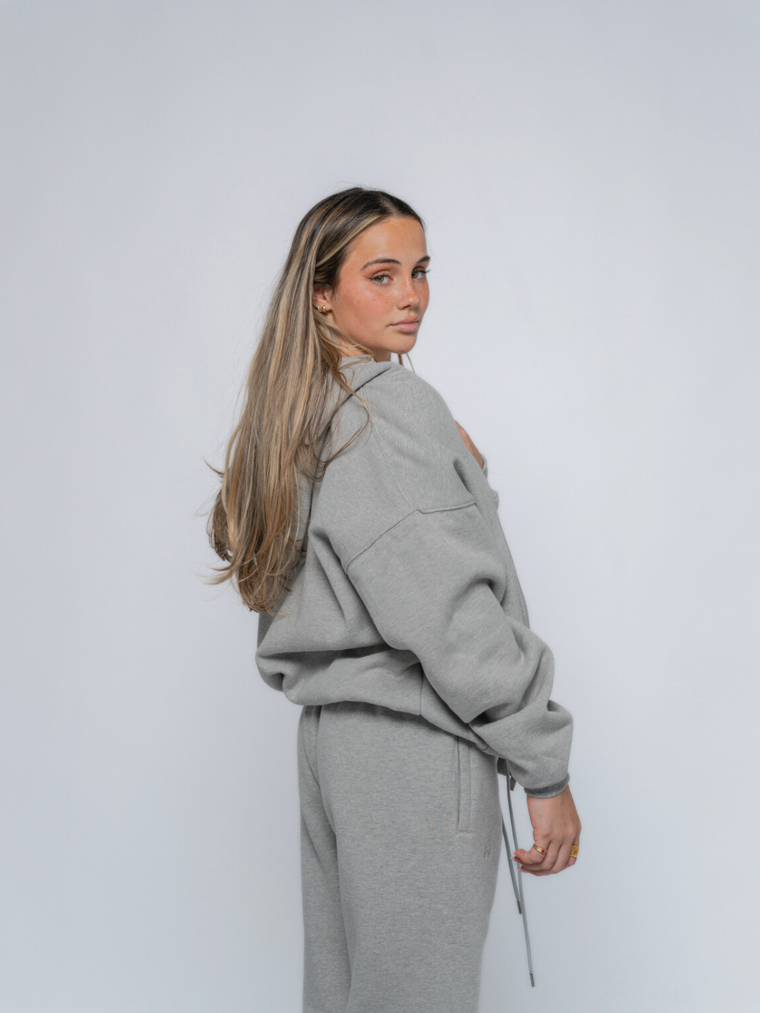 URBAN LUXE ZIP - UP HOODIE - HEATHER GREY